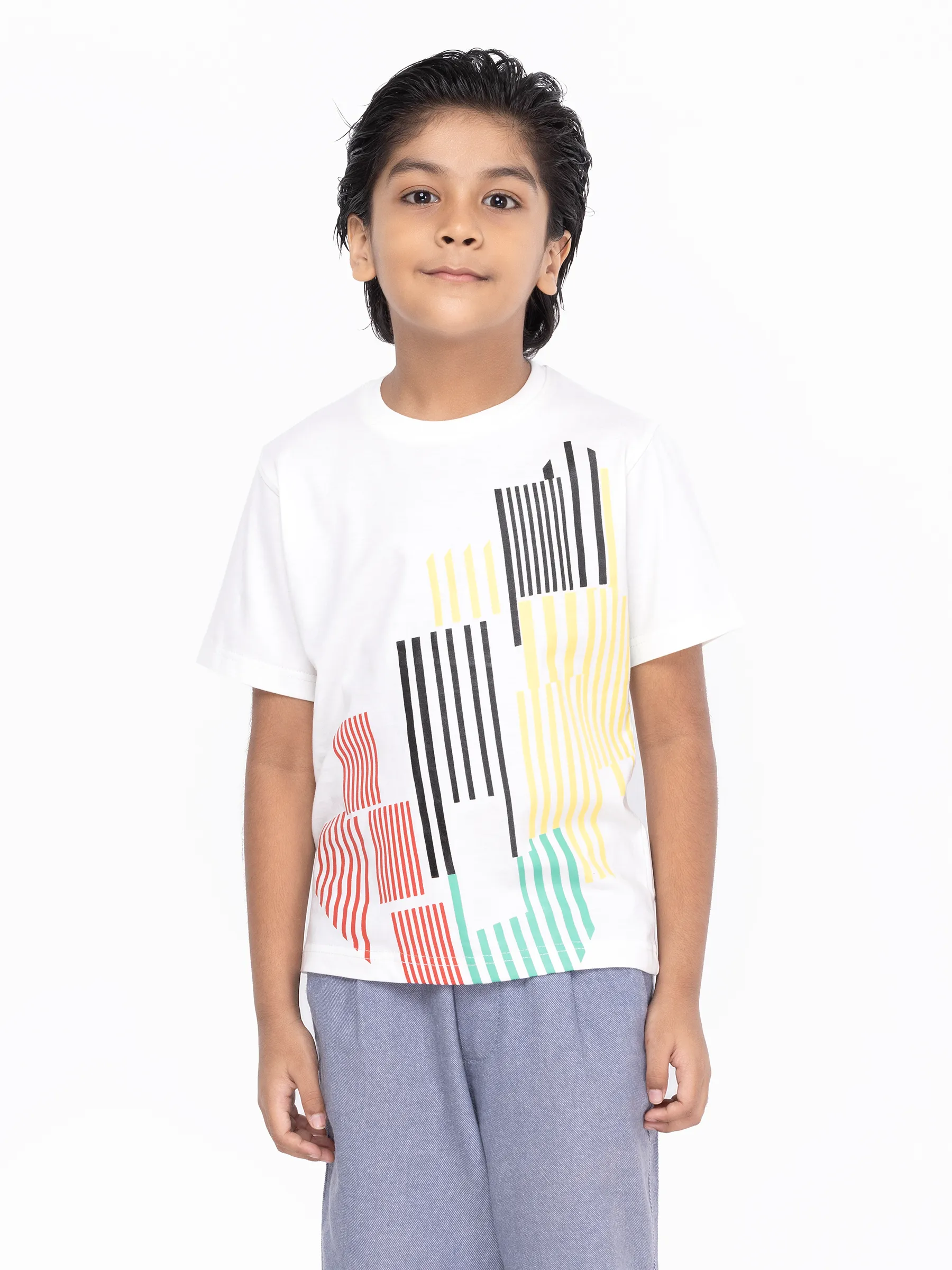 White Printed Cotton T-Shirt